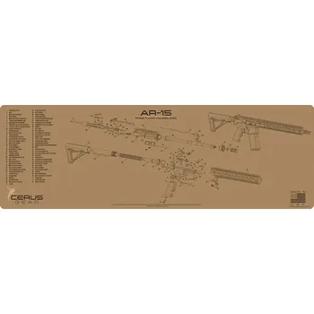 Čištění zbraně Cerus Gear MAT-BIG-AR15-FFH-SCH-COY - Podložka pro čištění zbraní AR15 FREE FLOAT HANDGUARD SCHEMATIC COYOTE