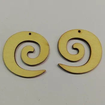 Dřevěný výsek pro tvorbu náušnic spirála 5cm - 2 ks v balení