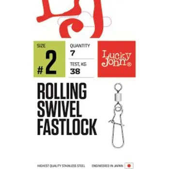 Lucky John obratlíky s karabinkou Rolling Swivel Fastlocks vel. 4, 7ks