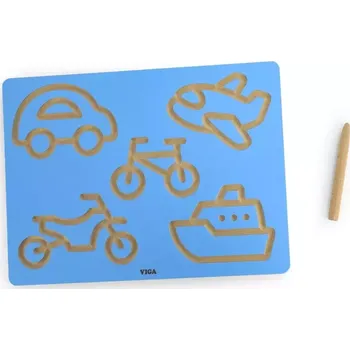 Dřevěná hračka VIGA, Dřevěná tabulka - dopravní prostředky
