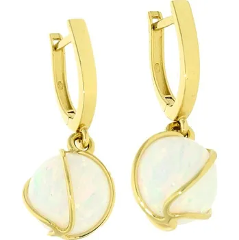 Náušnice Goldstore Zlaté náušnice bílý opál v klícce Váha: 4.03 g