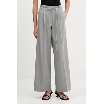 Dámské kalhoty Kalhoty HUGO Haminde dámské, šedá barva, široké, high waist, 50555897 90X, vel. 36