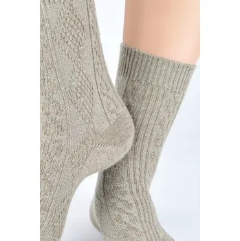 Dámské ponožky Dámské ponožky Noviti SW026 - copánkový vzor Béžová 36-41