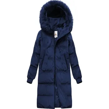 Tmavě modrá dámská zimní manšestrová bunda s kapucí (7763) odstíny modré S (36)