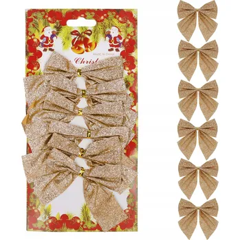 Vánoční dekorace MAŠLE NA VÁNOČNÍ STROMEČEK DEKORACE OZDOBNÝ PŘÍVĚSEK ZLATÝ 6 KS SADA