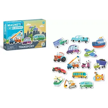 ostatní stavebnice Magnety Dopravní prostředky 15ks v krabičce 17x11x3cm
