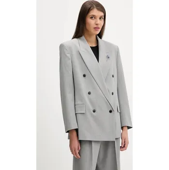 Dámské sako Sako HUGO Antegi šedá barva, 50554018 90X, vel. 34