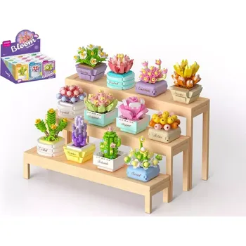 ostatní stavebnice Stavebnice mini KOCO Sukulent v květináči plast mix druhů v krabičce 8x12x4cm