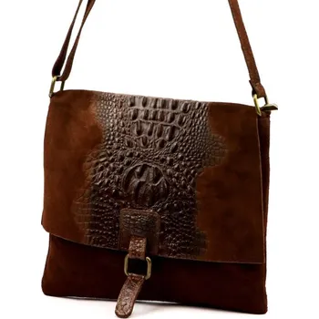Kožená kabelka Luka 26-076 CROCO - hnědá