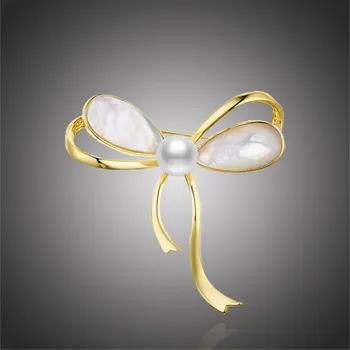 Brož Éternelle Perlová brož Florencia - perla, perleť B7141-LXT0364 Zlatá