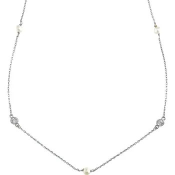 Náhrdelník Zlatý náhrdelník s perlami a zirkony Au 585/1000 hmotnost 1,46g