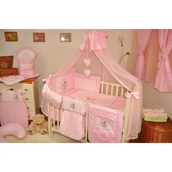 Příslušenství pro dětskou postel a kolébku Souprava do postýlky 9 dílů - růžový spáč