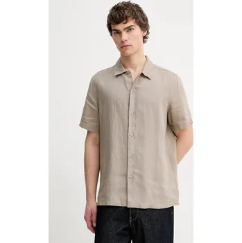 Pánská košile Lněná košile Samsoe Samsoe SAAVAN M24100052 béžová 80X, vel. M