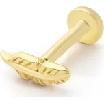 Lillian Vassago Zlatý piercing labreta pírko LLV92-GPI042LB