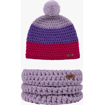 Čepice Doke Set merino háčkovaný kulich Lena a nákrčník flieder