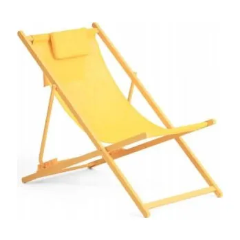 Zahradní nábytek Plážové skládací lehátko VG-8051, ocel, žlutá, 97-101 x 61,5 x 81-92 cm - A VANAGE