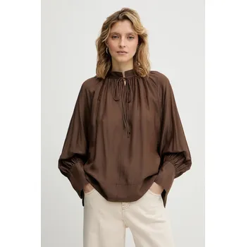 Dámská halenka Halenka s příměsí hedvábí MUNTHE ROSEBERGER 254102925427 hnědá 88X, vel. 36