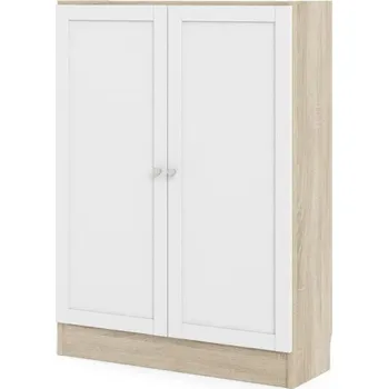 Šatní skříň Skříň Bask 79 x 28,3 x 107,2 cm, dveře dřevo, dub sonoma / bílá
