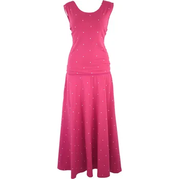 Dámské šaty Maxi půlkolové šaty - růžové a puntíky Velikost: S