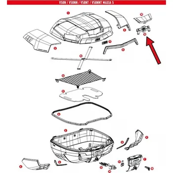 Zavazadlo na motocykl GIVI Z6590R západky zavírání víka kufru pro kufr V58 - díl montovaný v horním víku kufru