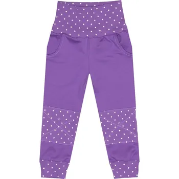 Tepláčky s kapsou - Puntík fialová Velikost: 116