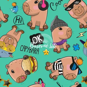 Alpina Cool kapybarky na zelené (E) (Teplý funkční úplet)