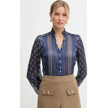 Dámská košile Košile Morgan dámská, modrá barva, regular, se stojáčkem, CLAVI.F 59A, vel. 36