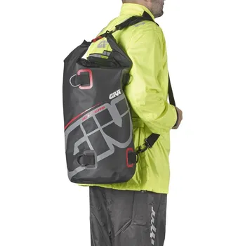 Motodoplněk GIVI EA114GR vodotěsný válec , černá+šedá+červená, objem 30 l., rolovací uzávěr