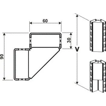 Prodejní regál Stojina rohová 90°/2200mm - 2249