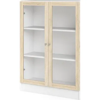 Šatní skříň Skříň Bask 79 x 28,3 x 107,2 cm, dveře sklo, bílá / dub sonoma