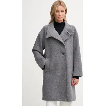 Kabát s příměsí vlny Tommy Hilfiger WW0WW47372 šedá 90X, vel. 36