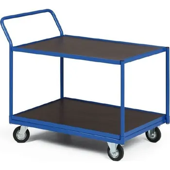 Dvoupolicový vozík - police vodovzdorná překližka 1000 x 700 mm,300 kg - 3604