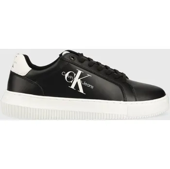 Pánské tenisky Kožené tenisky Calvin Klein Jeans CHUNKY CUPSOLE MONOLOGO černá barva, YM0YM00681 99X, EUR 43