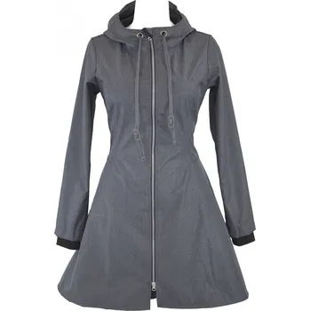 Dámský kabát Kabát pršiplášť - půlkolový - šedý melír Velikost: M