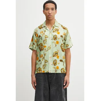 Dámská košile Košile s přídavkem hedvábí A Bathing Ape Vacation Pattern Open Collar zelená barva, relaxed, 1L30132308, L, 77X