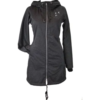 Dámský kabát Softshellový kabát černý s mini puntíky Velikost: L