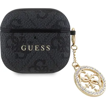 Příslušenství pro sluchátka Guess 4G Script PC/PU Charm Pouzdro pro AirPods 4 Barva: Černá