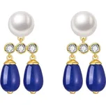 JAY Náušnice s perlou, lapis lazuli a zirkony Aurelia JAY-0187-ZS61242 Modrá Bílá