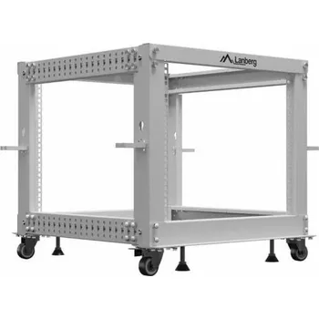 Serverovna Lanberg Otevřený rack 19" 9U 600X600-1100 nastavitelný šedý
