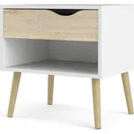 Noční stolek Retro, bílá / dub sonoma