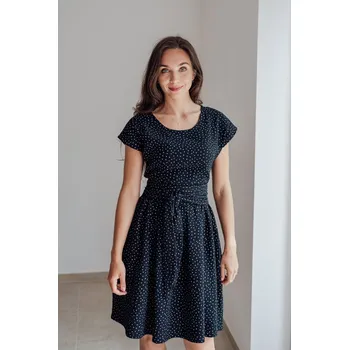 Dámské šaty Mušelínové šaty Olivie černé s puntíky Velikost: L