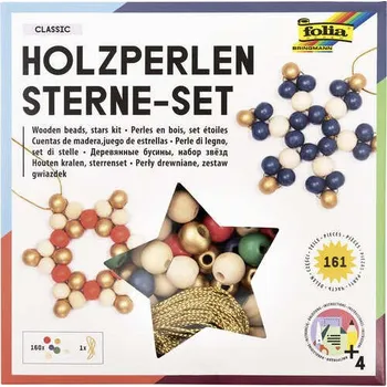 Výuková hračka Dřevěné korálky – SADA KLASIK na výrobu vánočních ozdob, 161 dílů