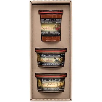 Dárkový potravinový koš Dárková sada 3 ks, Via Delicia Venkovské trio, mix produktů, papírová kazeta
