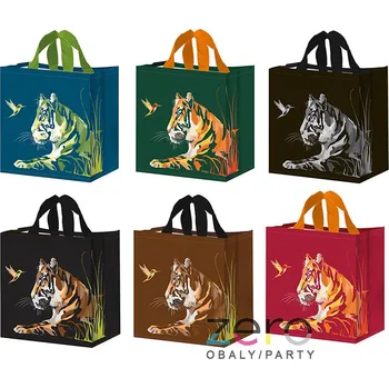 Taška ekologická s uchy 35+20x35 cm - tygr barevný (mix)