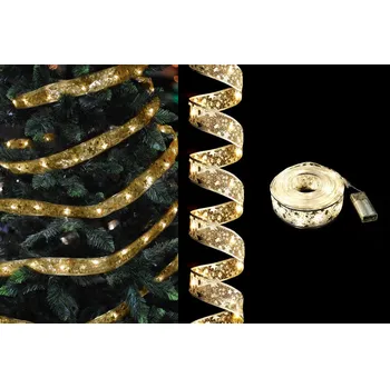 Vánoční dekorace Vánoční stuha s LED světýlky - Teplá bílá (20 led/200 cm)