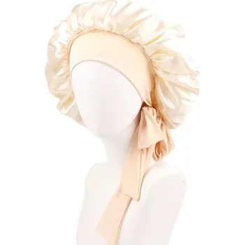 Hedvábný spací bonnet 19 momme – XL 60 cm, cream | bySarah