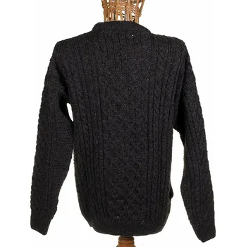 Pánský svetr GLENCROFT Vlněný svetr Aran, hnědý Velikost: S