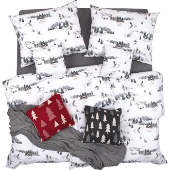 Povlečení SCANquilt povlečení KLASIK sjezdovka bílošedá 140 x 220/70 x 90 cm