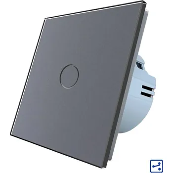 vypínač WELAIK skleněný dotykový vypínač schodišťový/křížový kompletní ř.6/7- tmavě šedý