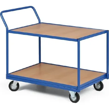 Dvoupolicový vozík - police překližka v kovovém rámu 1000 x 700 mm,300 kg - 3662